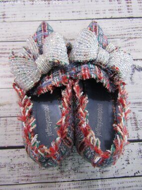 Jeffrey Campbell~Valensia~Multi-Color Tweed~ Beads~Rhinestones Shoes~Size 6